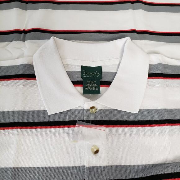 Scandia Woods Stripe Button Spread Collar Golf Polo 2XL - Picture 3 of 7